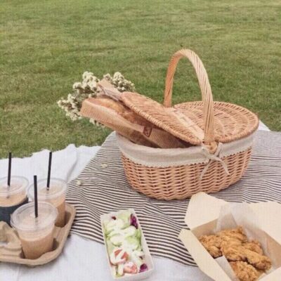 [GP-M006] Giỏ picnic tròn có nắp kèm lót trong